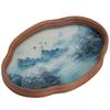 Simple Bamboo Wood Glass Tray Dry Brew Tea Tray Household Chinese Retro Ink Wind Begonias Flower Pot Bearer Gongfu Tea Tray