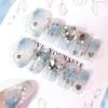 Christmas Blue Smudging Fake Nails Easy to Apply Simple to Peel off Nails for Stage Performance Wear