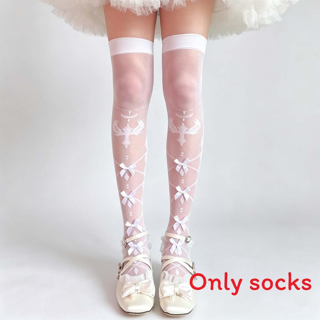 Lolita Summer Overtheknee Socks With Butterfly Knot Design For Fashionable Teens