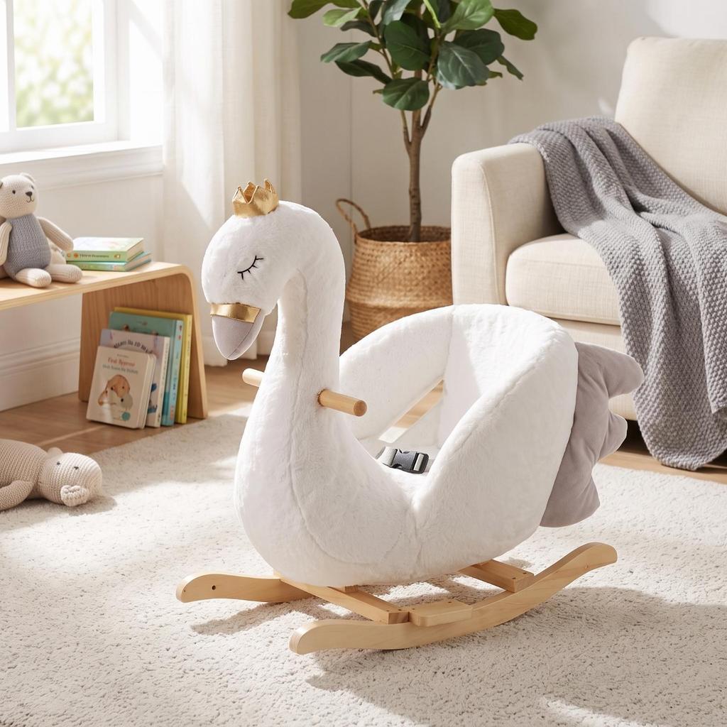 Swan Rocking Chair Safe Cute for Nursery, Young Children, Kids