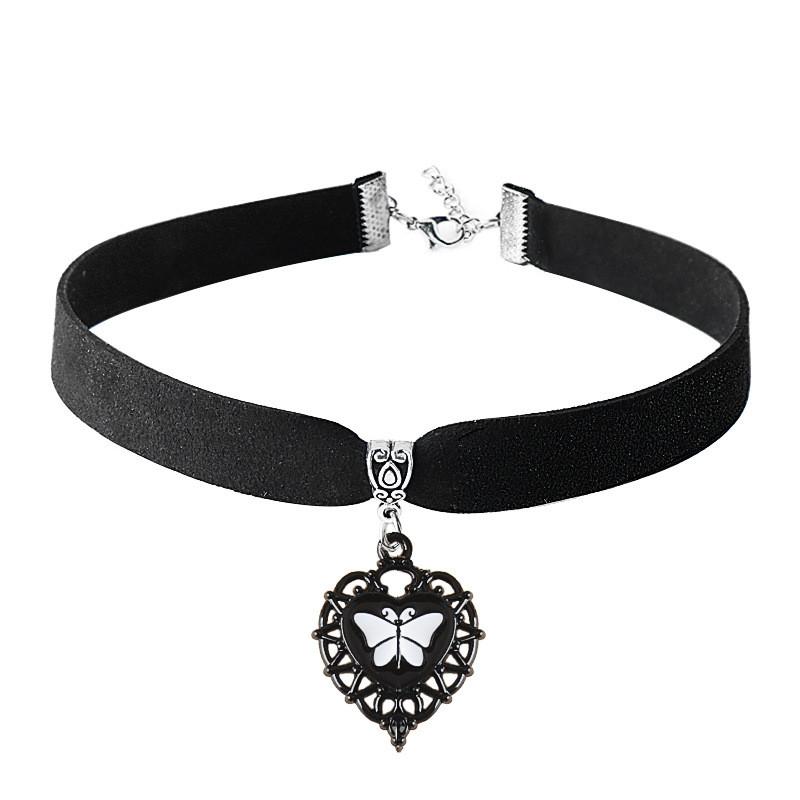 Punk Gothic Skull Cross Necklace With Bat Spider Alloy Pendant For Halloween