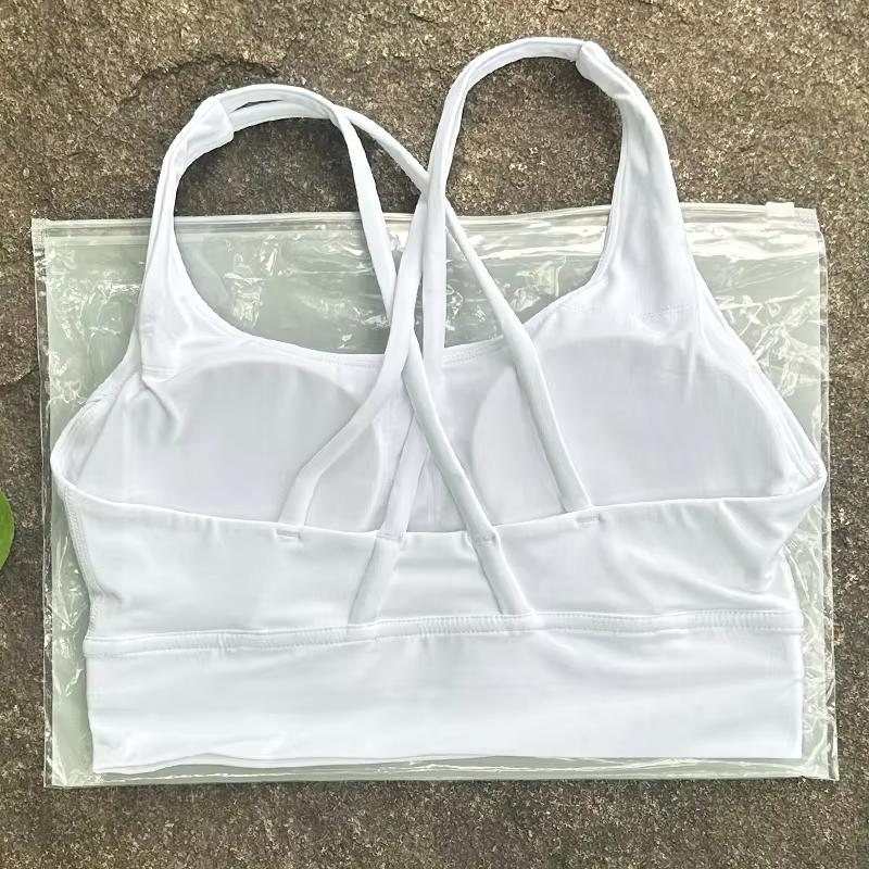 Solid Color Women Cross Back Bra Fitness Underwear Soft Fitness Sport Bra Top Gym Yoga Athletic Workout With Chest Pad
