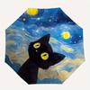 1pc Van Gogh Starry Night Cat Automatic Open 8-Rib Windproof Umbrella, Travel & Commuting, Suitable for All Seasons, Lightweight Portable,058