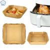 Forros de papel vegetal para fritadeira de ar, bandeja de papel descartável antiaderente, prato para churrasco, forno de alimentos, cozinha, papel redondo para assar, 50 unidades