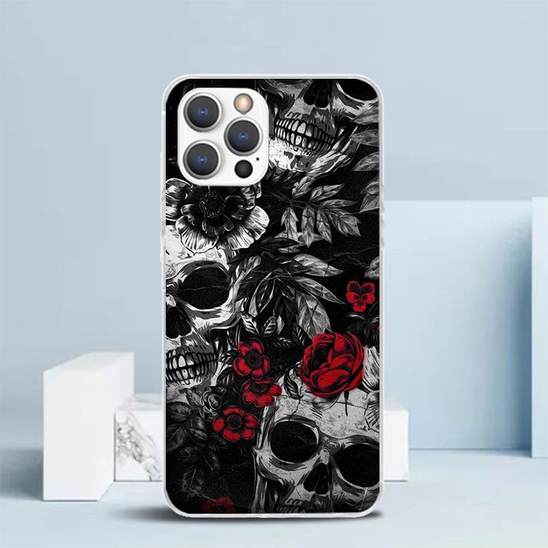 

Human Skeleton Red Rose Phone Case For IPhone 16 17 Air 16E 15 14 Plus 13 Mini 12 11 Pro Max 7 8 + SE 2020 Soft TPU Back Cover 1 iPhone 11