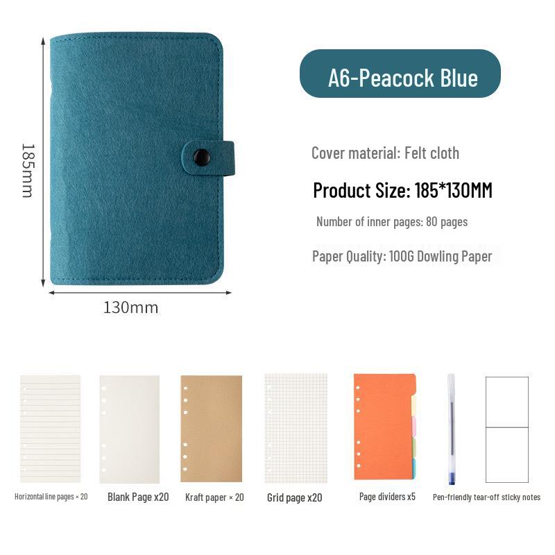 Available: A5/A6 Felt Loose-Leaf Notebook - Retro Original Planner with Buckle, Simple Stylish Stationery.