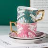 Nordic Courtly Luxury Hand-Painted Gold Ceramic Coffee Cup with Plate Office Marble Mug Afternoon Tea Cups Household Drinkware
