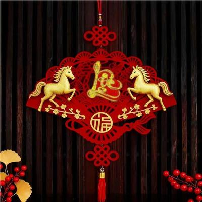 2026 Lunar New Year Pendants Vietnamese with Tassel Hanging Ornament Red Horse Pattern Spring Festival Pendants