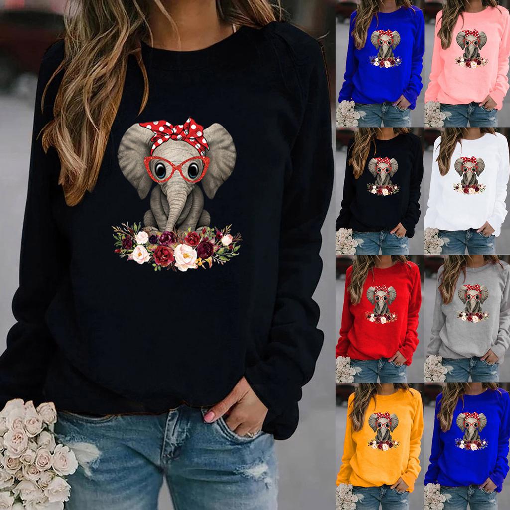 Winter Womens Casual Long Sleeve Tops Ladies Print Sweatshirt Blouse Tee Sweater