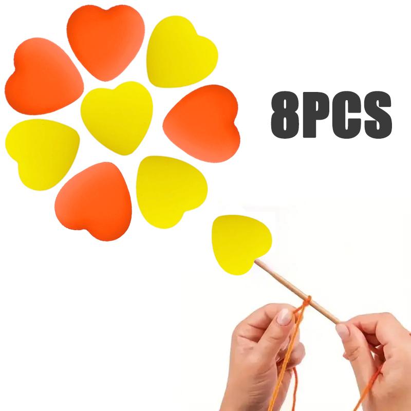 8/10/12PCS Multicolor Heart Stitch Needle Tips Stoppers Silicone Knitting Needle End Caps Cute Knitting Needle Point Protectors