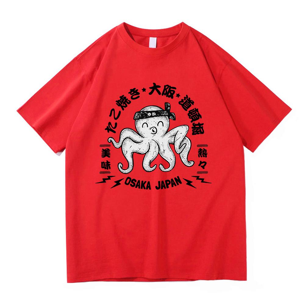 Osaka Dotonbori Drunken Octopus T Shirts Fashion Men Aesthetic Takoyaki Osaka T-Shirt Unisex Japanese Anime Vintage Cotton Tees XL