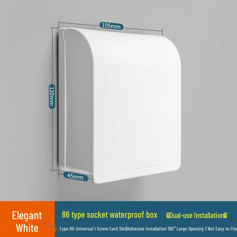 Type 86 Waterproof Self-Adhesive Switch Cover, Splash-Proof Box for Bathroom