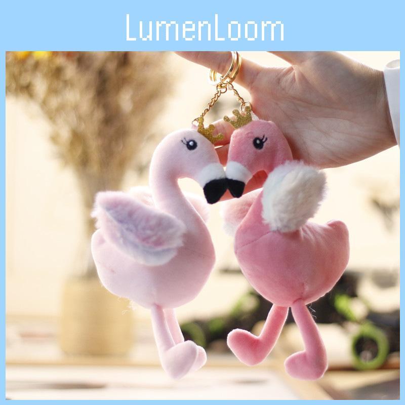Adorable Mini Flamingo Plush Toy Soft Pink Stuffed Animal Keychain Accessory