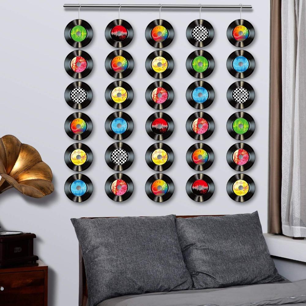 35pcs 5.6 Inch 1950's Records Decorations Rock and Roll Music Party Decorations 70's Wall Vinyl Records for Disco Birthday Music Theme Party