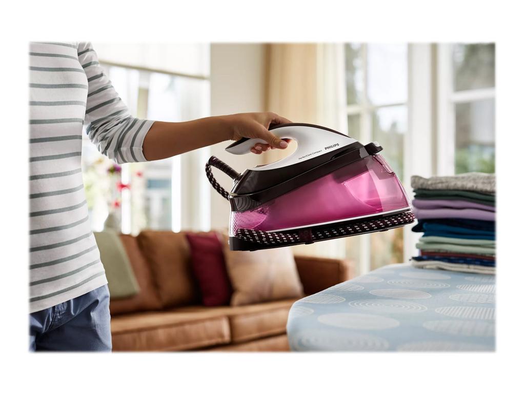 Philips steam station | GC7842/40 PerfectCare Compact | 2400 W | 1.5 L | 6.5 bar | Automatic shut-off | Vertical steam function | White/purple