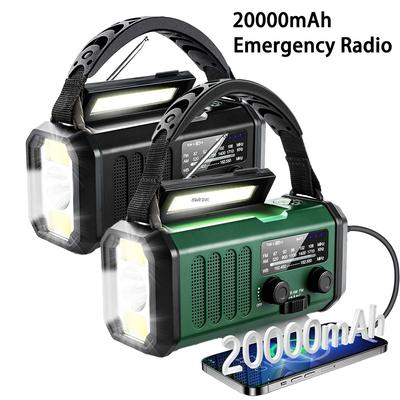Hot 20000mAh Emergency Radio Solar Hand Crank Generator Radio Portable AM/FM/NOAA Radio LED Flashlight SOS Alarm Power Bank