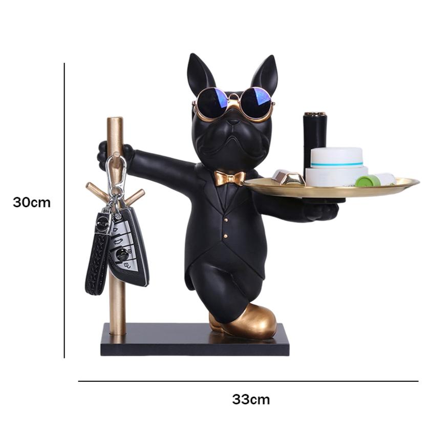 Geometric Bear Storage Sculpture with Pallet Resin Key Sundries Holder Statue Bulldog Art Figurine Entrance Crafts Home Supplies