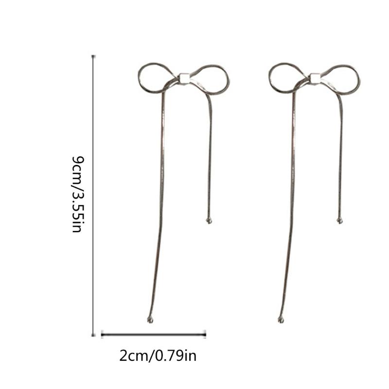 Übertriebene Ohrringe Schlichte Schleifen-Hängeohrringe für Damen Süße Coole Silberfarbene Ohrstecker Sommer Hochzeitsschmuck