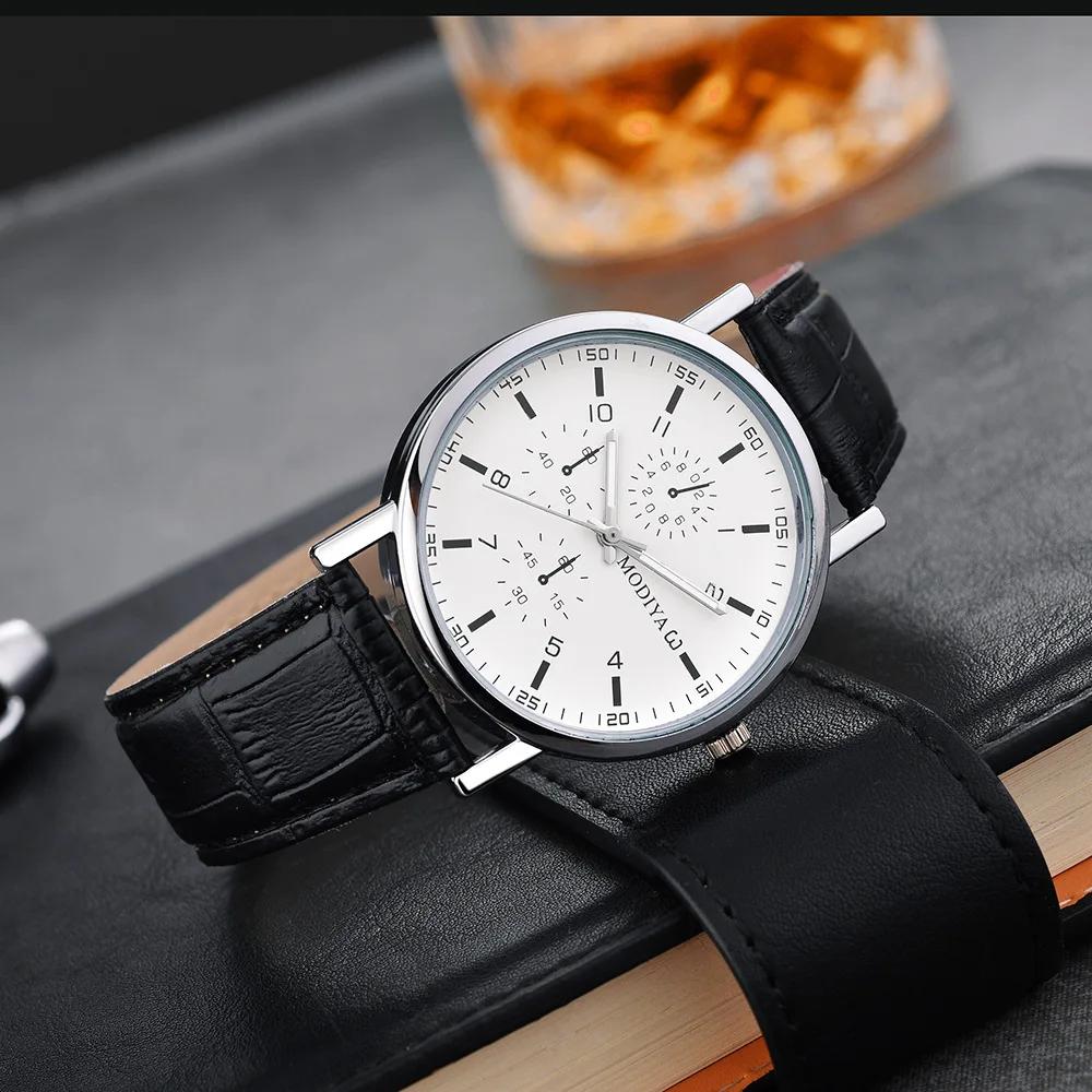Luxury Leather Strap Analog Watches Men Business Wrist Watch Ultra Thin Quartz Wristwatch Clock Men Women Casual Simple Watch