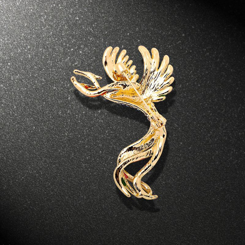 Chinese style retro enamel brooch color phoenix light luxury corsage women's pin suit jacket high-end accessories