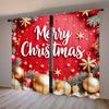 2pcs Festive Atmosphere with Merry Christmas Printed Curtain for Christmas Home Decor - Rod Pocket Window Treatment for Bedroom