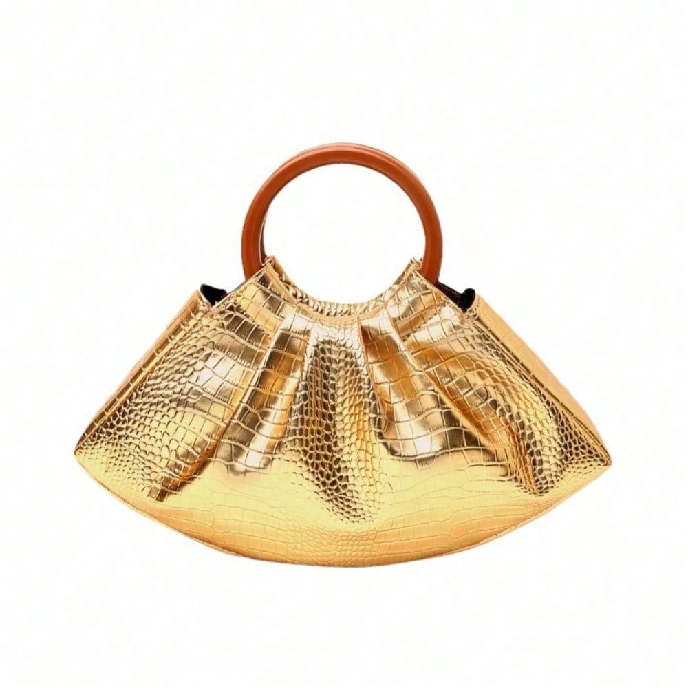Sac à main Tempérament Mode Sac à main plissé Sac nuage Sac de soirée Femme or