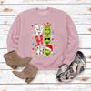 HO HO HO Cartoon Christmas Women's Casual Loose Long Sleeve Round Neck Hoodie
