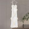 Sexy Lace Sling Long Dress Women Ruffle Spliced High Waist Sleeveless Halter Dresses Spring Summer Lady Vestidos