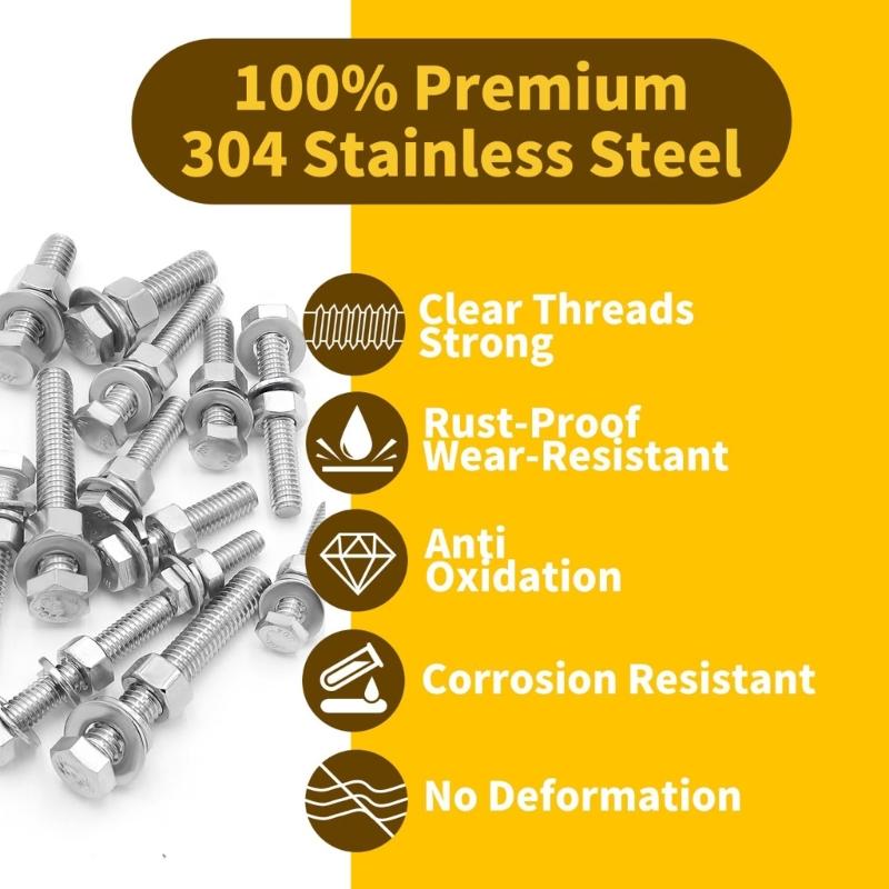 246PCS Hex Bolts Nuts Washers in Organized Storage Box Assembly Set Upgrades for Easy Access & Diverse Repair Needs