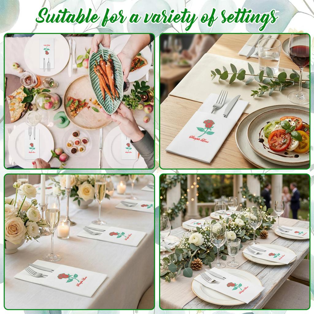 100Pc Linen Feel Paper Napkins Elegant Paper Napkins Multipurpose Safe Linen Feel Napkin for Wedding Silverware Party Restaurant
