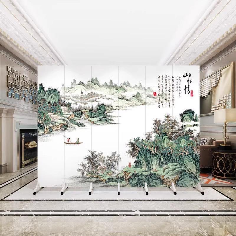 Antique Landscape Folding Screen: Living Room/Entryway Partition