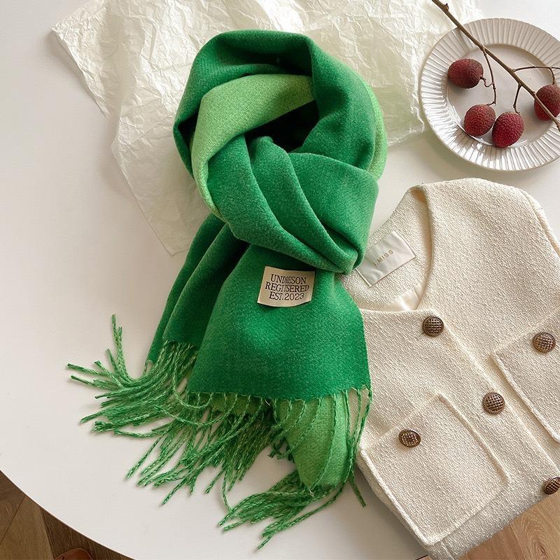 Solid Color Imitation Cashmere Scarf Women's Winter Thickened Double-sided Warm Scarf Cold-proof Outer Long Shawl