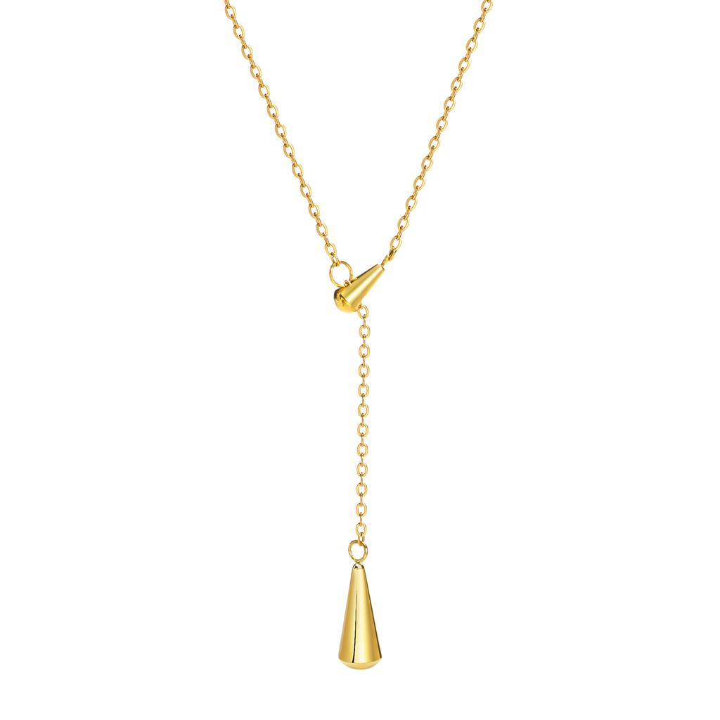 Teardrop Pendant Lariat Y Shape Necklace, Long Chain Tarnish Resistant Adjustable Layering Necklace, Valentine’s Day's Gift