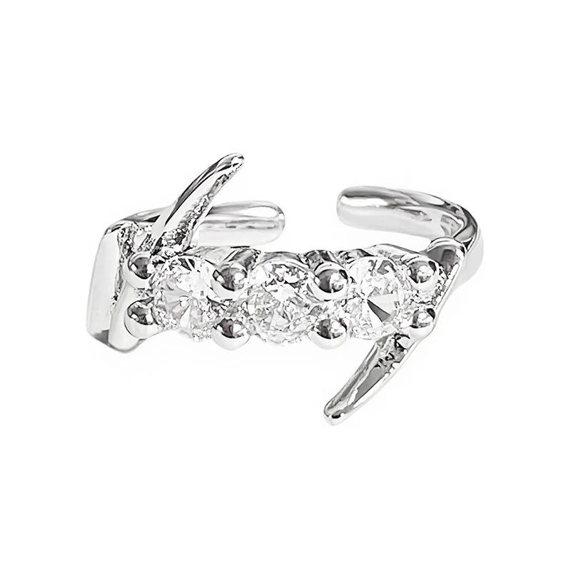 Light Luxury High-End Full Diamond Inlaid Zircon Stacked Wearing Super Flash Super Fairy Row Diamond Opening Ring Niche Design Exquisite Ring