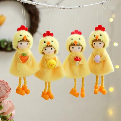 Chicken Girl Pendant With Cloth For Easter Party Home Shopwindow Hanging Ornament Decoration Supplies