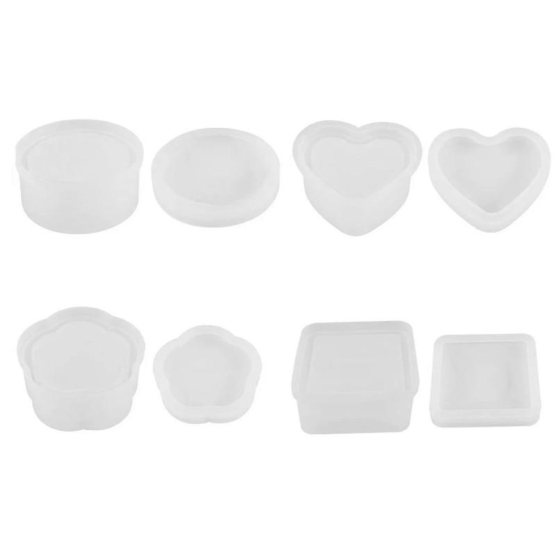 1PCS DIY Candle Jar Mold Resin Geometric Storage Box Round Square Peach Blossom Jewelry Container Home Garden Craft Tool