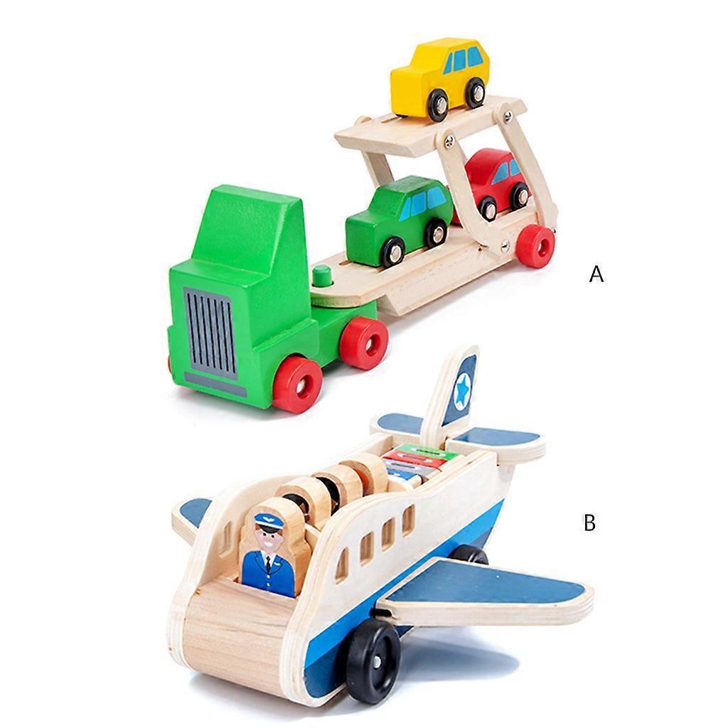Holzanhänger Baustein Auto/Flugzeug Modell Spielzeug Kinderparty Mitgebsel Set