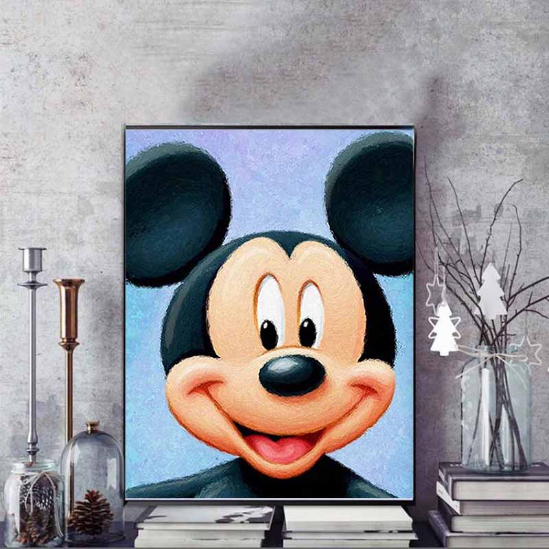 Disney Diamond Painting Mickey Mouse Oil Painting Style Soothing Cartoon Diamond Painting Full Diamond Cross Stitch Craft DIY Gift Home Decoration
