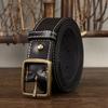 Belt Men's Retro Casual Cool Trendy All-Matching Hollow First Layer Cowhide Pin Buckle Genuine Leather Jeans Belt Men's