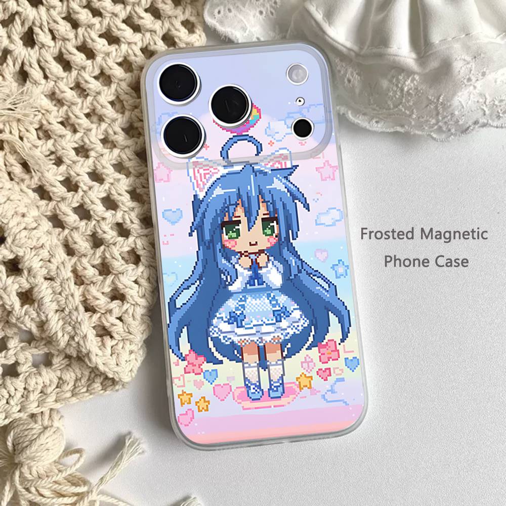 K-Konata Izumi Lucky S-Star Frosted Clear Magnetic Case for iPhone 17,16,15,14,13,12,11 Pro,Max,Plus,Mini,Air,E