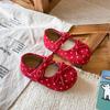 Girls Flat Shoes With Polka Dots Bow Detail Soft Sole Slip-On Toddlers Kids