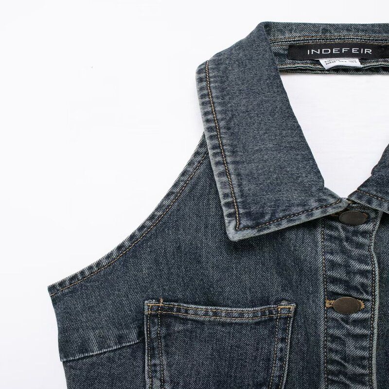 Fashion Style 2024 Summer New Arrival Women's Clothing Stylish Easiest for Match Halter Backless Denim Shirt Uwv840143