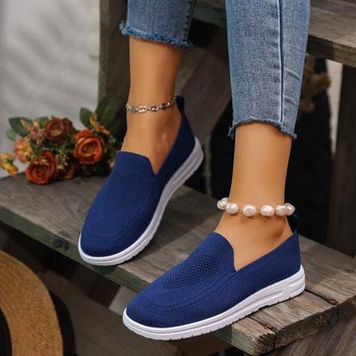 Außenhandel lässige Einzelschuhe Damenschuhe Herbst neu fliegen-gewebtes Mesh runde Zehe ein Pedal große Größe flache Sohle grenzüberschreitend Damen