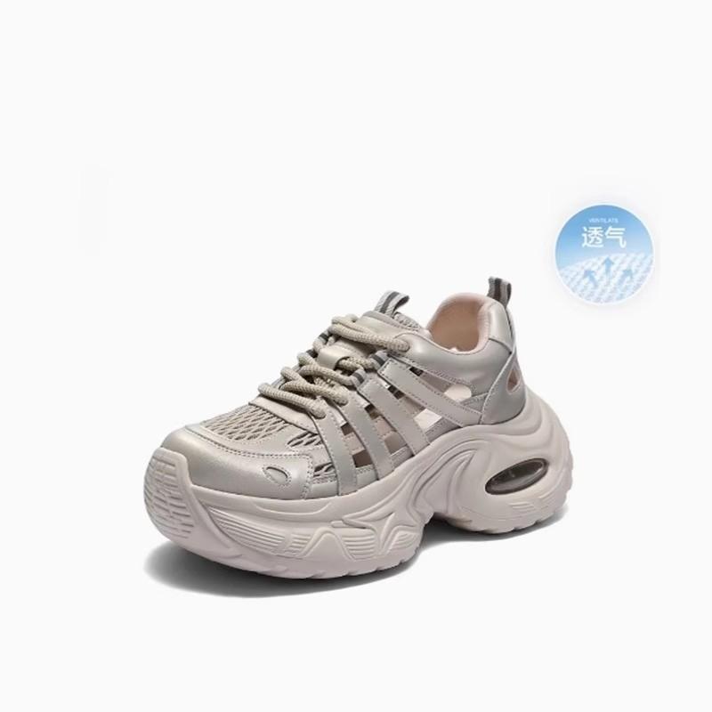 2025 Summer Breathable New Hollow Dad Shoes Women's Shoes Platform Mesh Casual Shoes Comfortable Sports Shoes