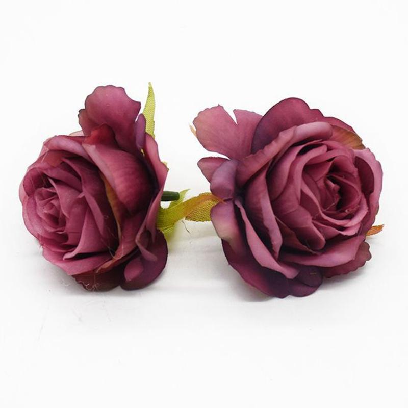 50Pcs Artificial Flowers Silk Roses Heads Home Wedding Decorations Valentine's Day Garland Palnts Wall Festival Diy Supplies Box
