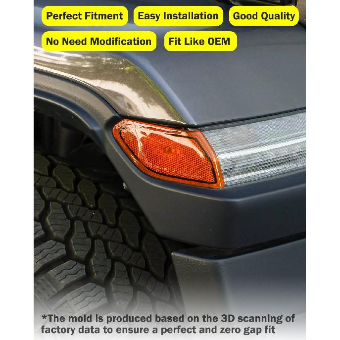 LED Side Marker Lights Compatible with 2018-2025 Jeep Wrangler JL Gladiator JT Front Fender Flares Turn Signal Lamp Corner Indicator Light (Amber