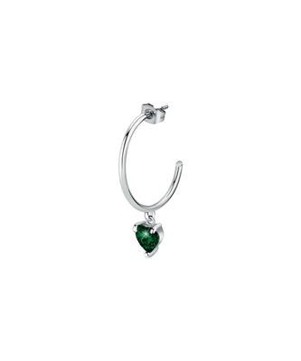 Single Steel Earrings With Green Crystal LPS02AQM27 For Women