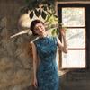 Blå ärmlös nationell stil ny kinesisk daglig Suzhou lång cheongsam förbättrad ung 1011 ny dam hög känsla