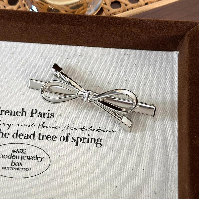 Sweet Cool Metal Bow Hairpin Headband for Womans Girls Temperament Hair Clips Fashion Barrettes Rubber Band Hair Accessories NEW