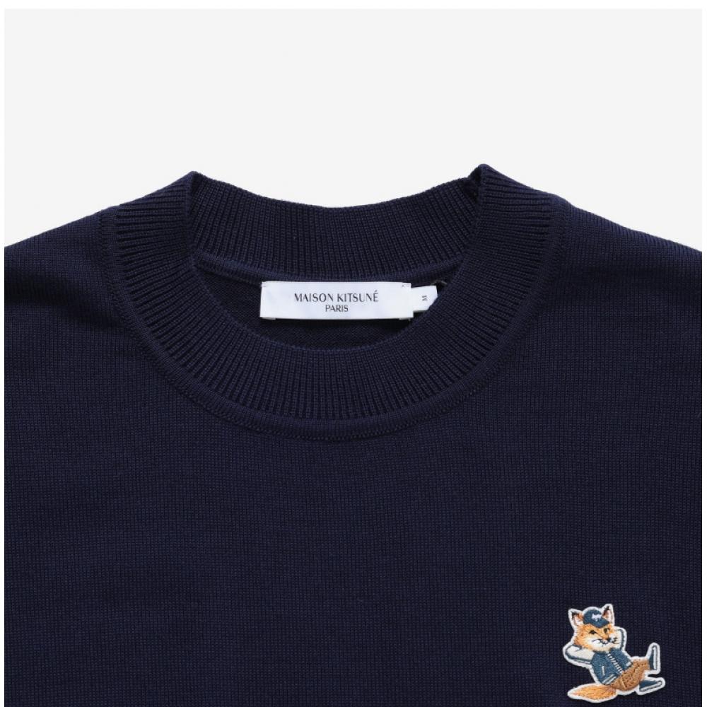 Maison Kitsune Km00503kt1036 P480 Dressed Fox Patch Mens Knit